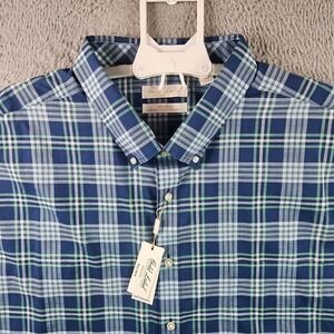 NEW Roundtree & Yorke Gold Label Shirt Men 4XT‎ Non Iron Performance Green Blue